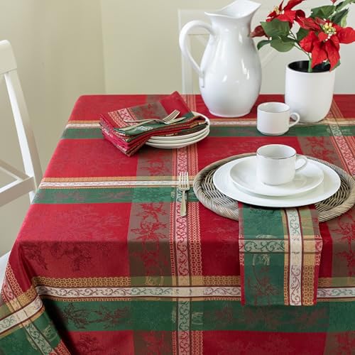 Holiday Legacy Rectangular Tablecloth 60x120 Inches - Elegant Holiday Decor