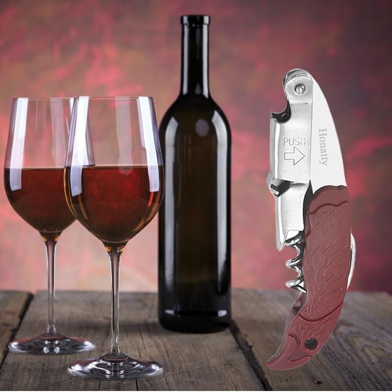 Waiter Corkscrew Wine Opener Manual | 2 Pack Professional Honatty 3-in-1 Heavy Duty Double Hinged Wine Key with Foil Cutter & Beer Bottle Opener for Servers, Bartenders & Home Use