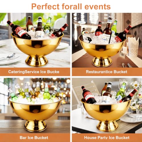 Large Champagne Bucket with Detachable Base - Gold, 13.5L Ice Cooler for Parties