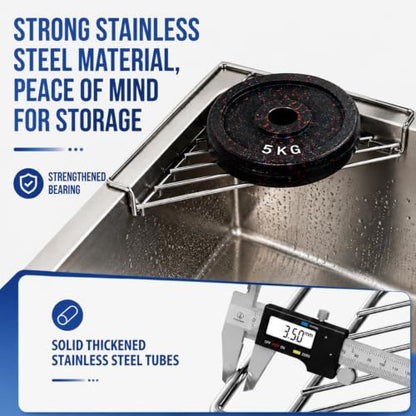 Stainless Steel Corner Sink Shelf with Wire Rack - Space Saving Kitchen Organizer