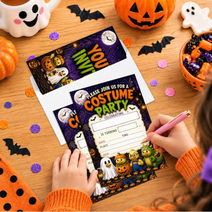 Duck Costume Halloween Birthday Party Invitations - Cartoon Haunted Variation