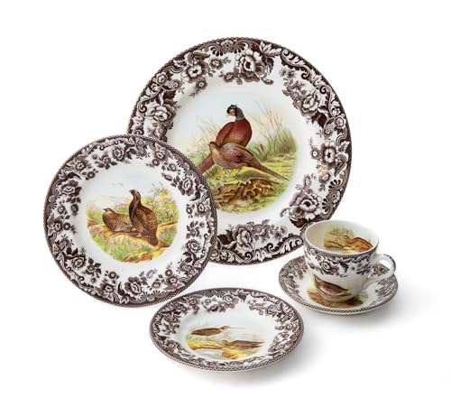 Spode Woodland 5-Piece Thanksgiving Dinnerware Set with Pheasant Design