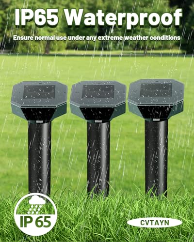 4 Pack Ultrasonic Snake Gopher & Rodent Repellent Solar Powered Waterproof Pest Deterrent
