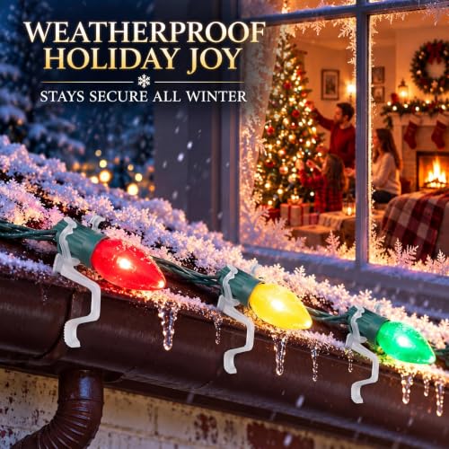 Christmas Light Clips 100 Pack for C7 C9 C6 Shingles Transparent - Easy Install
