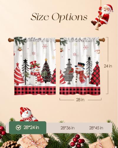 Christmas Kitchen Tier Curtains Snowman Design 28W x 24L - Pack of 2