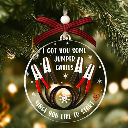 Funny Jumper Cables Ornament 2025 - Sarcastic Christmas Gag Gift - Variation: Cab