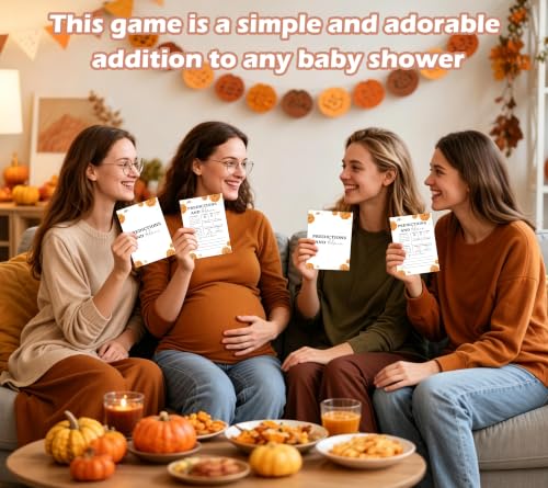 Little Pumpkin Baby Shower Games - Fall Predictions & Advice Game 7x5 Inches - 18 Cards - Fall Variations