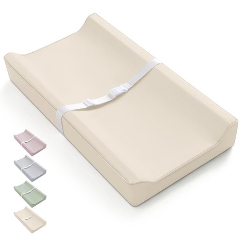 Blissful Diary Vegan Leather Baby Changing Pad - Waterproof & Wipe-Clean Cover, Beige