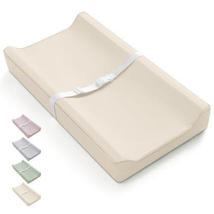 Blissful Diary Vegan Leather Baby Changing Pad - Waterproof & Wipe-Clean Cover, Beige