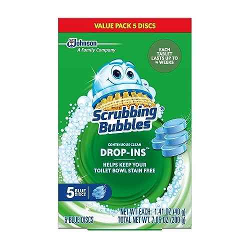 Scrubbing Bubbles Toilet Bowl Tablets, Continuous Clean Toilet Drop In Discs, Each Tablet Provides 4 Weeks of Protection Against Stains and Build Up, 5 Count (Pack of 1)