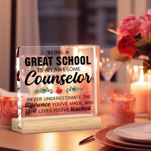 School Counselor Appreciation Sign - Coworker Gift for Guidance Counselor - Acrylic Desk Decor - Variation: Q