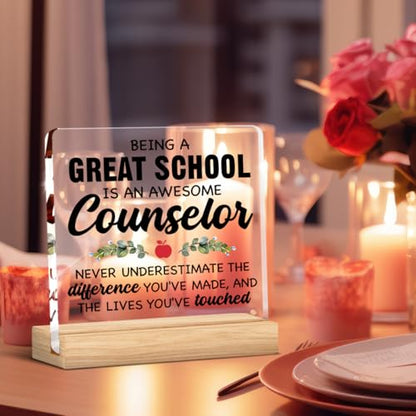 School Counselor Appreciation Sign - Coworker Gift for Guidance Counselor - Acrylic Desk Decor - Variation: Q
