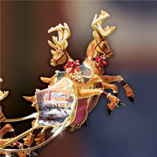 Thomas Kinkade Animated Christmas Tree Topper with Rotating Santa & Illuminated Star