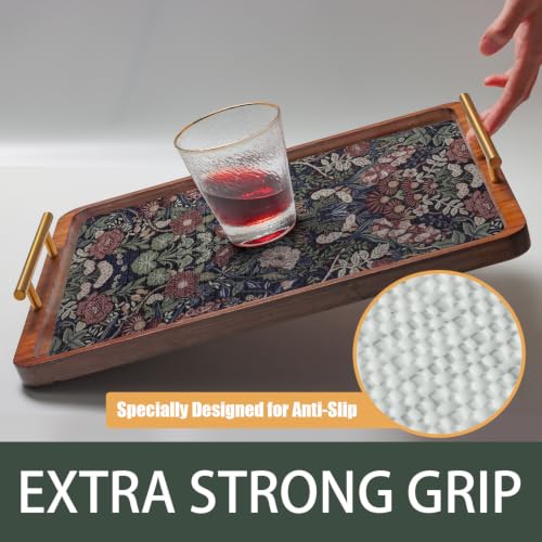Vintage Green/Red Floral Shelf Drawer Liner 11.8W x 118.1L Non-Slip Organizing Mat