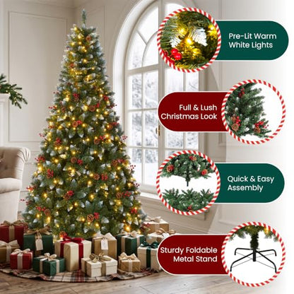 Pre-Lit Pine Cone Christmas Tree 6ft with 300 Multi-Color LEDs - Green / 5ft 11in