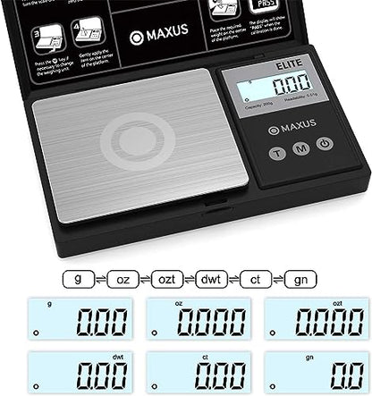 MAXUS Precision Pocket Scale 500g x 0.01g, Digital Gram Scale with Tray, Small Food Scale, Jewelry Scale, Ounces Grains Scale with Backlit LCD