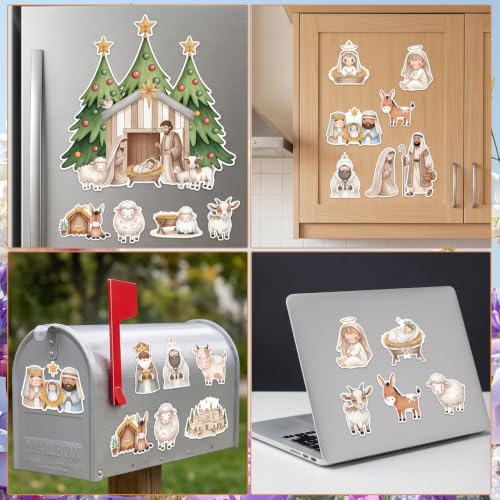 Wxiben Christmas Nativity Scene Refrigerator Magnets Set - 16 Peaceful Holiday Decor