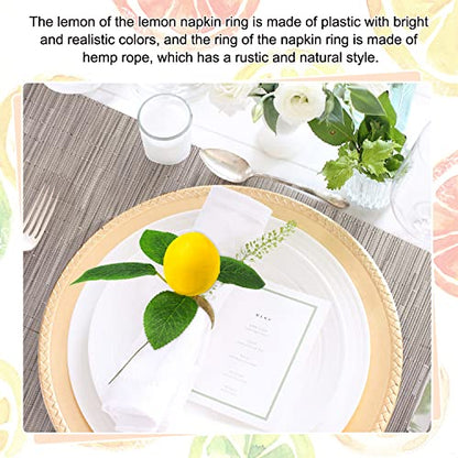 12-Pack Lemon Napkin Rings Set of 12 Faux Lemon Summer Farmhouse Table Decor