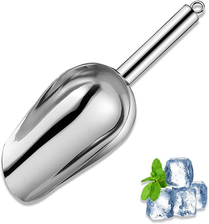 Skiennix Metal Ice Scoop - 6 Oz Stainless Steel Kitchen Scooper for Ice, Food & Pet Use
