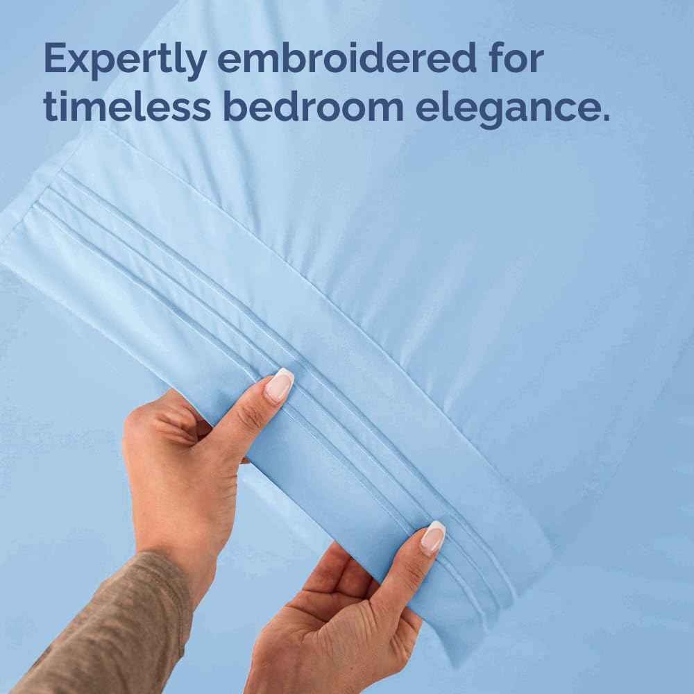 Standard Pillow Cases Set of 2 - Soft Hotel Quality Pillowcase Covers - Comfy & Wrinkle Free - Stain and Fade Resistant - Machine Washable Pillow Protectors - 2 Piece Set - Standard Size Light Blue