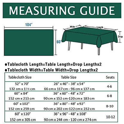 Christmas Green Poinsettia Tablecloth 60 x 120 Inch Rectangular Jacquard Polyester
