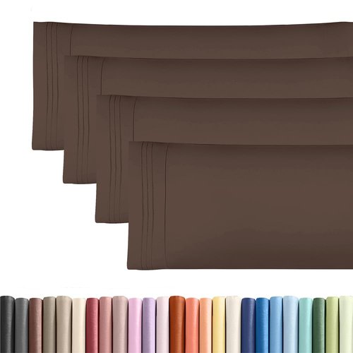 Body Pillowcases Set of 4-20x54 Long Body Pillow Case - Soft Body Pillow Cover for Sleeping & Side Sleepers - Comfy, Cozy Breathable & Fade Free - Machine Washable w/Envelope Enclosure - (Brown)