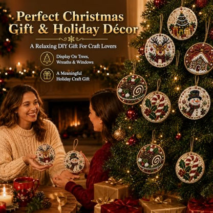 Christmas Pearl Diamond Art Ornament Kit - 6 Pieces with Pearls & Gems - Variation #17