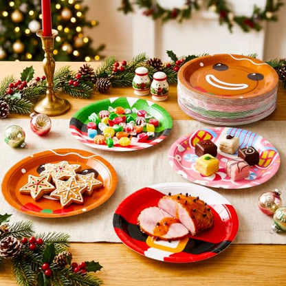 Christmas Paper Plates 100 Pack - 9 Inch Disposable Holiday Party Plates - Xmas