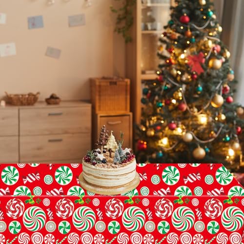 HiToJY Christmas Candyland Party Decorations - 3 Disposable Candy Theme Tablecloths