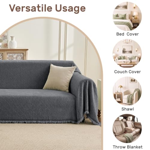XL Dark Grey Sectional Couch Cover L-Shaped Sofa Protector - 71x110 + 71x118