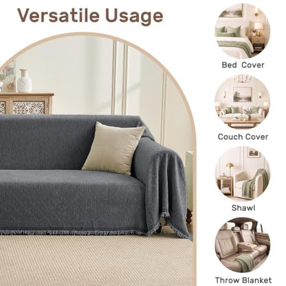 XL Dark Grey Sectional Couch Cover L-Shaped Sofa Protector - 71x110 + 71x118