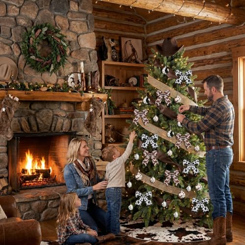 Western Cowboy Christmas Tree Decor Set - 40 Pieces with Hat, Skirt & Ornaments
