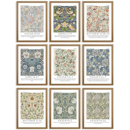William Morris Wall Art Bible Verse Prints Christian Canvas Wall Decor 8x10 Framed - William Morris Prints