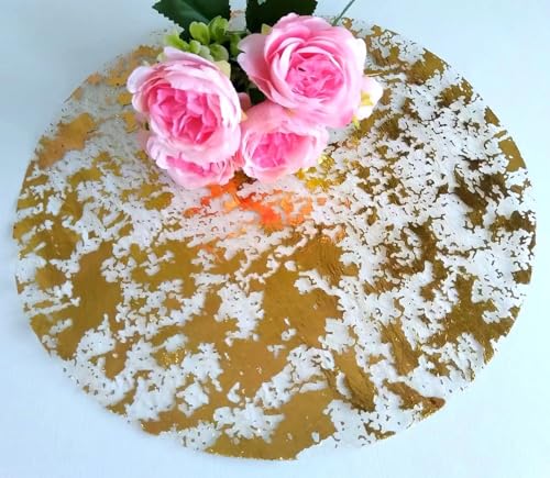 Disposable Gold Placemats Set of 100 - 13 Inch Metallic Round Doilies for Wedding & Party Decor - Gold / 100