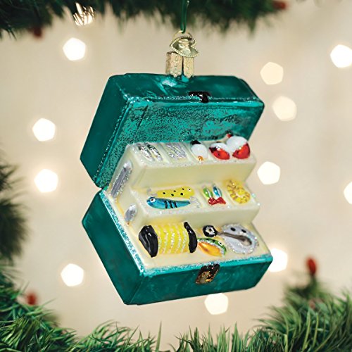 Christmas Tackle Box Ornament - Handcrafted Glass Fisherman Holiday Decoration