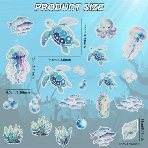 22PCS Non-Slip Bathtub Stickers with Sea Turtle Design and Scraper