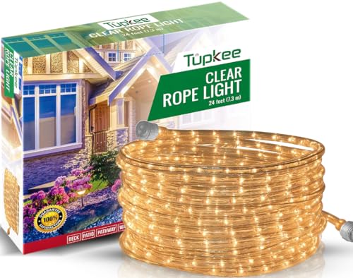 2 Pack Clear Incandescent Rope Lights 24ft Waterproof Connectable Indoor Outdoor