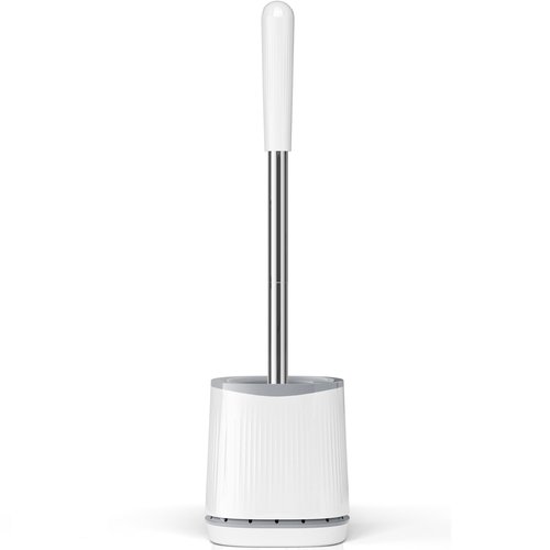 TRENTI Toilet Brush, Toilet Brush and Holder Set, Bristles Toilet Bowl Brush Head with Ventilated Holder, Wall Mounted Compact Toilet Brush Set for Bathroom Deep Cleaning (1, White)