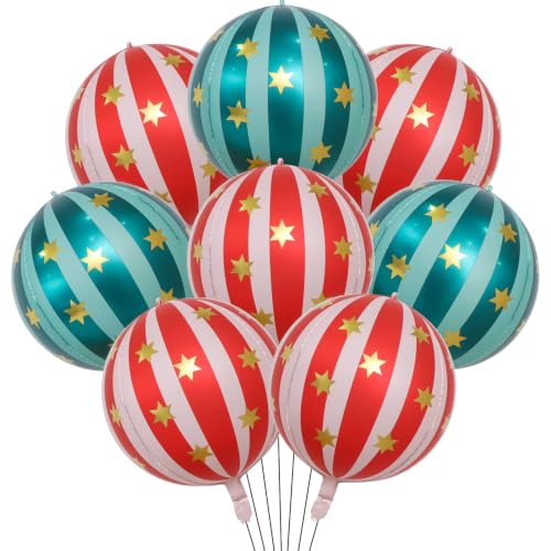 21 Inch Red & Green Foil Carnival Balloons – 8 Pcs Circus Party Decorations (Variation: Green)