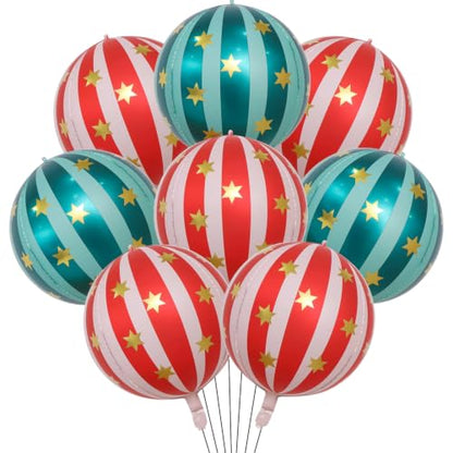 21 Inch Red & Green Foil Carnival Balloons – 8 Pcs Circus Party Decorations (Variation: Green)