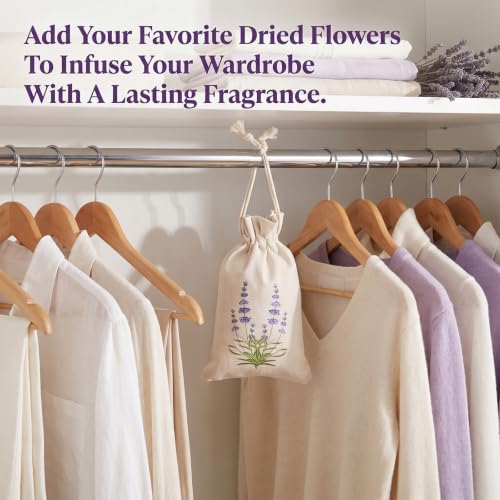 Small Cotton Lavender Sachet Bags - 12 Pack, Drawstring Storage Bags