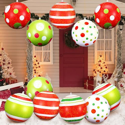 Multicolour 12-Inch Inflatable Christmas Ball Ornaments Outdoor Decorations - Small