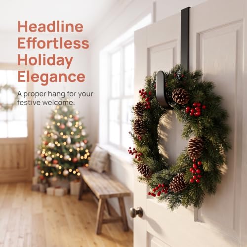 Adjustable Wreath Hanger for Front Door - Over-the-Door Hook 15-25 Inches