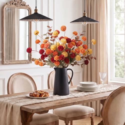 Artificial Fall Flowers with Eucalyptus - 14 Piece Silk Faux Flowers for Vase Decor