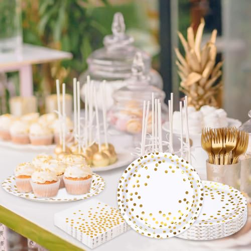 White Gold Disposable Paper Plates Set for Parties - 75 Pieces, Variation: White Gold4