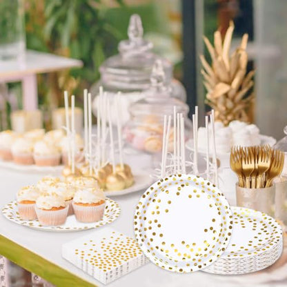 White Gold Disposable Paper Plates Set for Parties - 75 Pieces, Variation: White Gold4