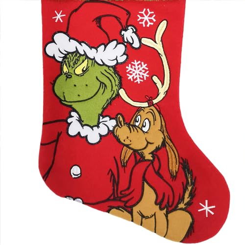 20-Inch Grinch and Max Christmas Stocking - Holiday Decor