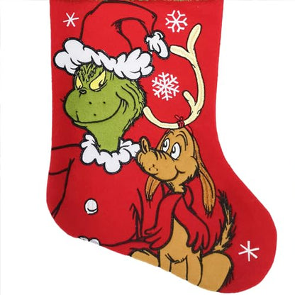 20-Inch Grinch and Max Christmas Stocking - Holiday Decor