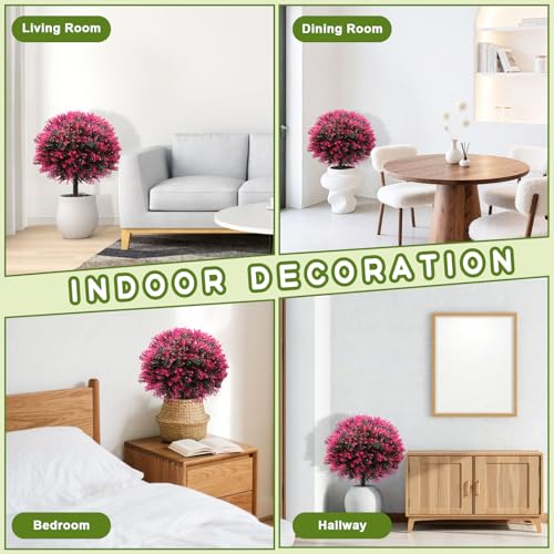 Artificial Boxwood Topiary Balls Set of 2 25 Inch with Ground Spikes - Rose Red
