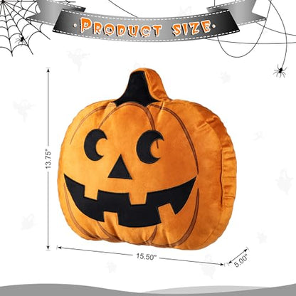 Halloween Pumpkin Throw Pillow Double-Sided 15.5 Inch Accent Cushion